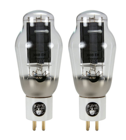 New Matched Pair (2) Electro-Harmonix 300B Gold Pins Ceramic Vacuum Tubes