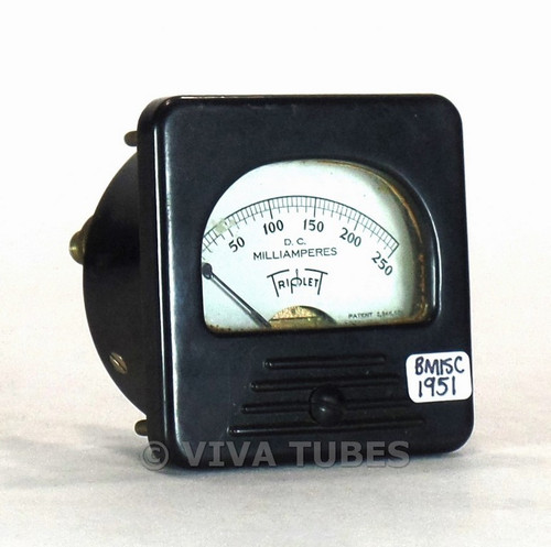 Vintage Triplett Square Am Panel Meter DC Milliamperes 0-250mA DC Ammeter