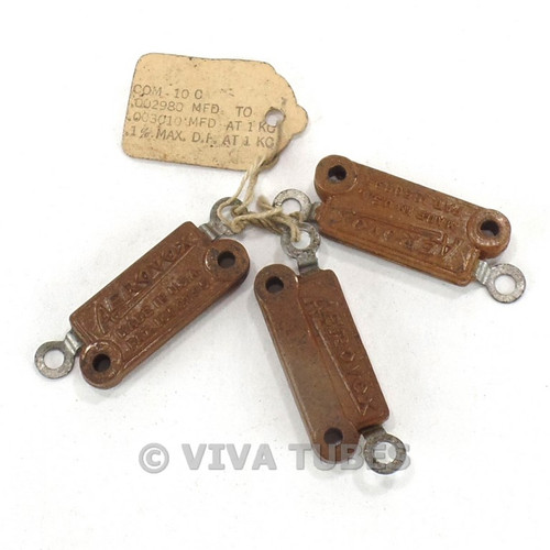 Vintage Lot of 3 Aerovox COM-10C Flat Mica Capacitors 0.002980uF @ 1KC