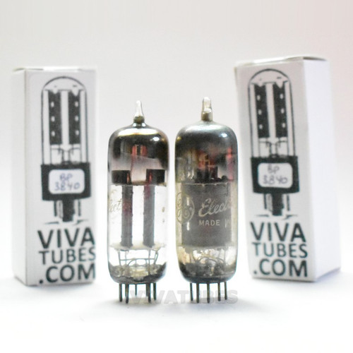 Tests NOS Matched Pair GE 12BH7A Grey OVAL Plate Fat D Get Vacuum Tubes