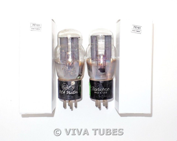 Date Matched Pair RCA USA Type 80 Black 2 Plate 42/44 & 44/44 Vacuum Tubes