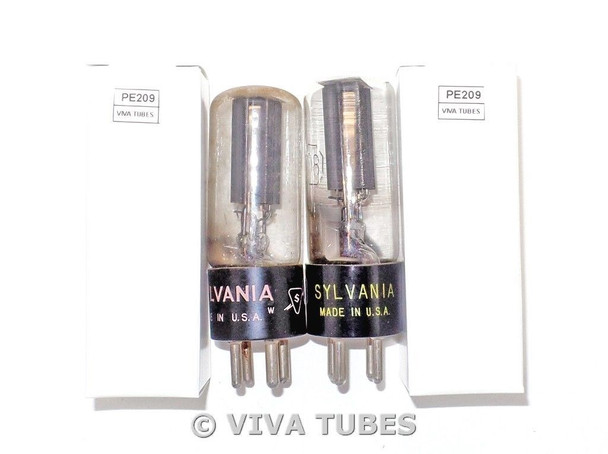 NOS Matched Pair Sylvania US Type 80 Black T Plate Tubular Vacuum Tubes