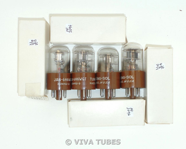 NOS Date Matched Quad (4) Tung-Sol USA JAN-6H6WGT Brown Base Vacuum Tubes