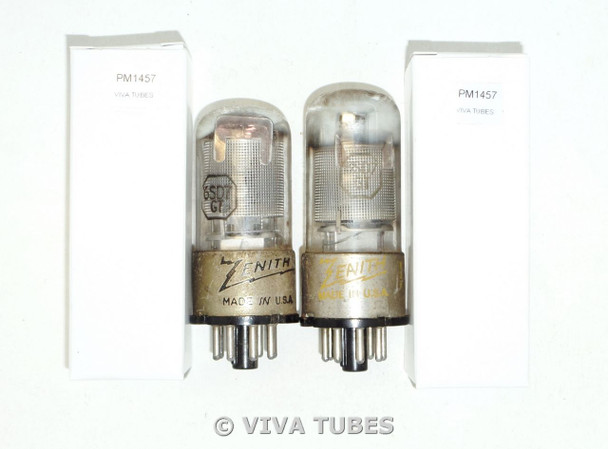 NOS Matched Pair Zenith USA 6SD7GT Short Silver Mesh Plate Top Get Vacuum Tubes