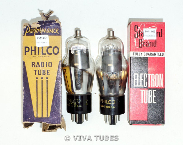 NOS NIB Matched Pair Philco USA 6K7G Gray Plate Bottom D Foil Get Vacuum Tubes