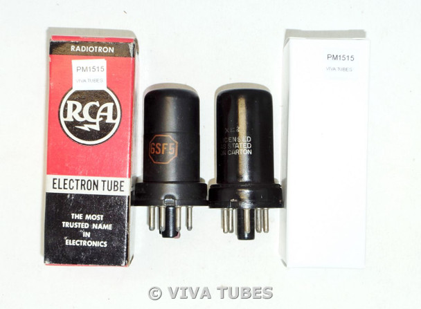 NIB NOS Matched Pair RCA Radiotron USA 6SF5 Metal Light Rust Vacuum Tubes 100+%