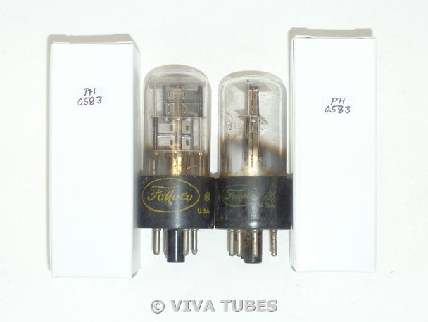 NOS Matched Pair Sylvania USA 6X5GT Black Plate 3 Mica FOIL GETTER Vacuum Tubes