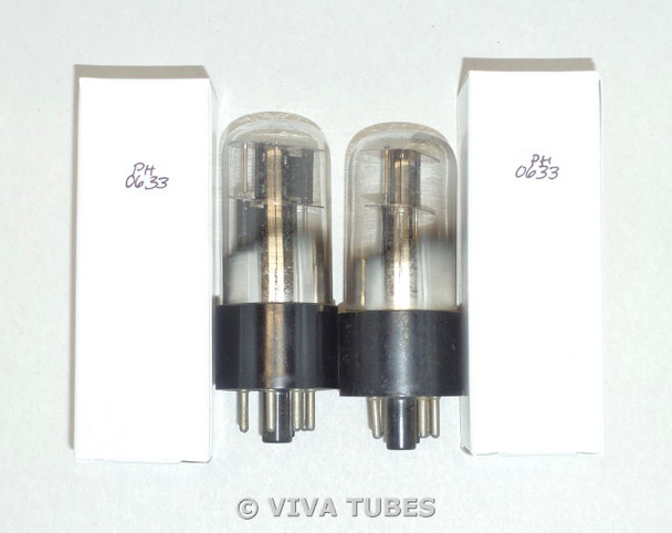 Matched Pair Vintage USA 6X5GT Black Plate Vacuum Tubes Test= 46/52 & 46/58