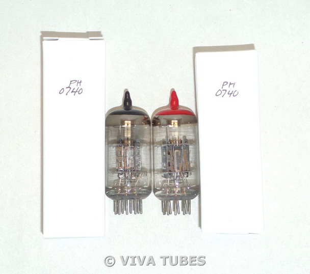 Date Matched Pair RCA 12AT7WA Black Ladder S-Rods Painted Vacuum Tubes 97/94%