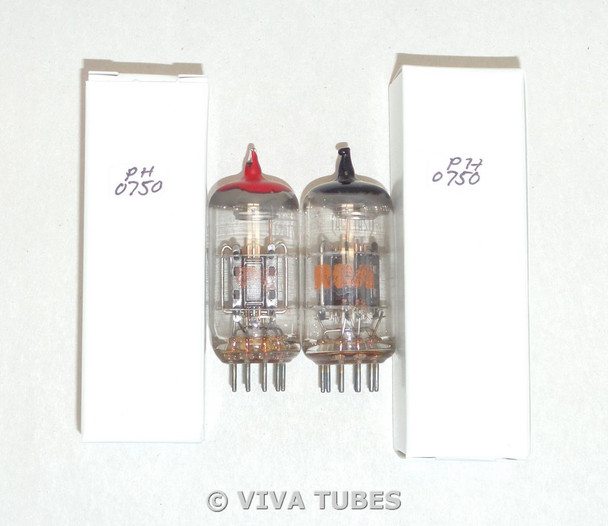 NOS Date Matched Pair RCA 12AT7WA Black Ladder Plate S-Rods Red Tip Vacuum Tubes