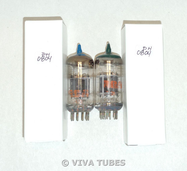 NOS Matched Pair RCA 12AT7WA Black Ladder P S-Rods Painted Tip Vacuum Tubes