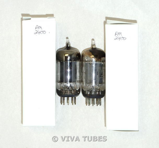 NOS Matched Pair Ken-Rad 12AU7 Long Carbonized Gray Plate Vacuum Tubes USA