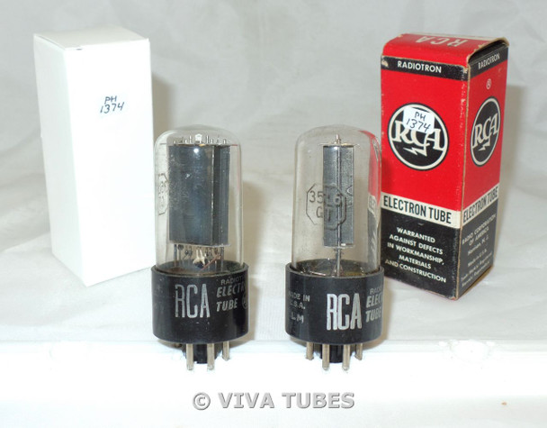 NOS NIB Date Matched Pair RCA USA 35L6GT Black Box Plate Vacuum Tubes