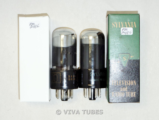 NOS Matched Pair Sylvania USA 12V6GT Black Plate Smoked Chrome Dome Vacuum Tubes