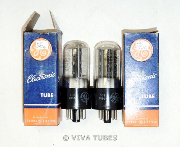 NOS NIB Date Matched Pair GE USA 117Z6GT D Dimple Foil Get Vacuum Tubes