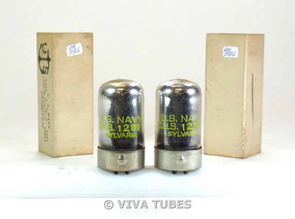 NOS NIB Matched Pair Sylvania USA USN-CHS-1201 [7E5] Top Get Vacuum Tubes 100+%