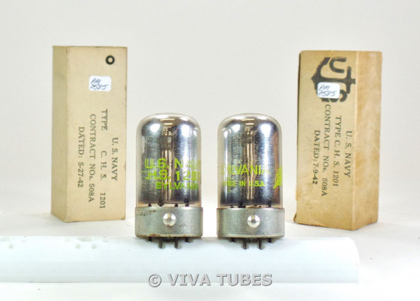 NOS NIB Matched Pair Sylvania USA USN-CHS-1201 [7E5] Top Get Vacuum Tubes 100%