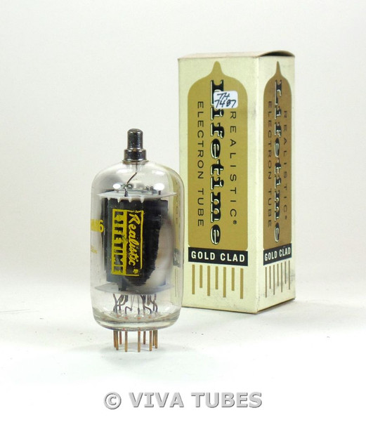 NOS NIB Realistic Lifetime USA 6KM6 Grey Plate Gold Pins Vacuum Tube