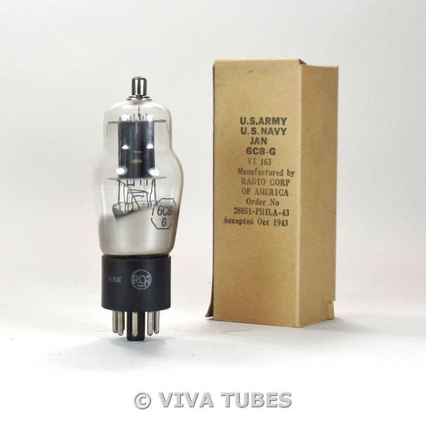 1950's NOS NIB RCA JAN-CRC-6C8G Round Black Plate Vacuum Tube