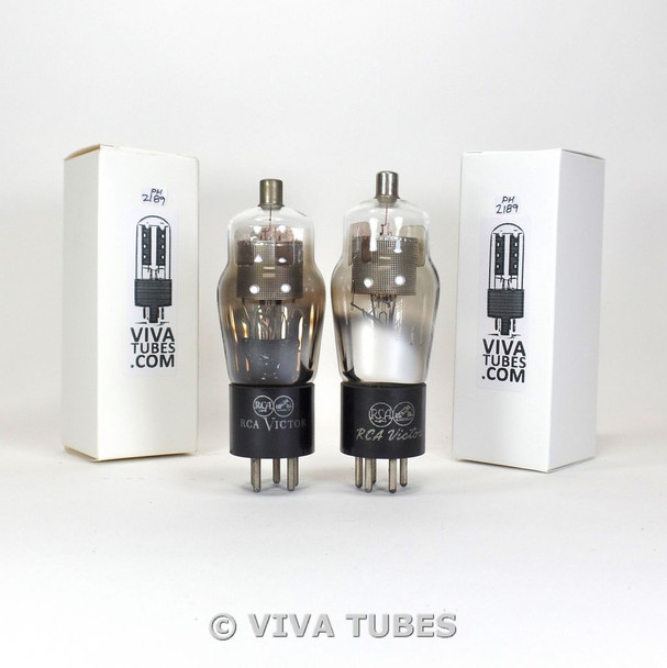 NOS Matched Pair RCA Victor USA Type 24A Silver Mesh Plate Vacuum Tubes