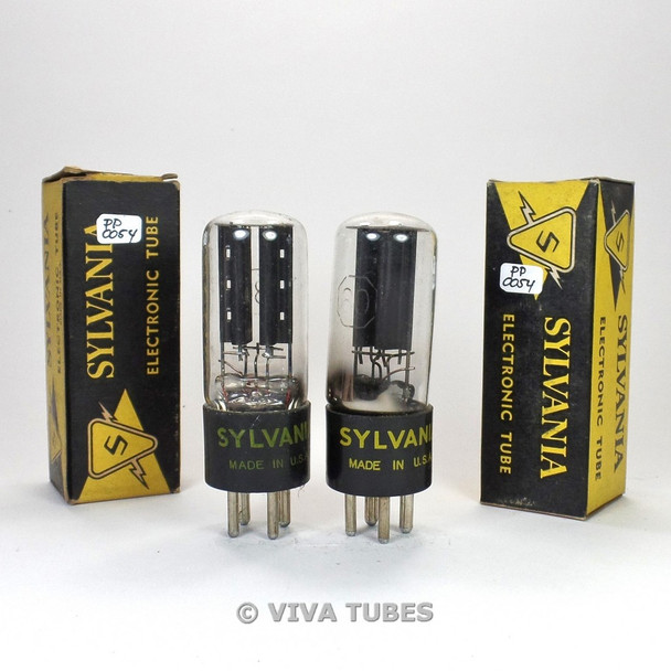 True NOS NIB Matched Pair Sylvania USA Type 80 Rectfier Tubular Vacuum Tubes