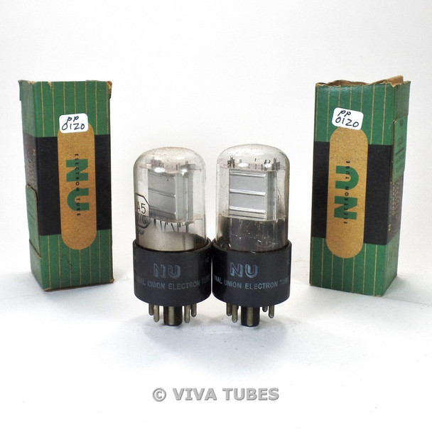 True NOS NIB Date Matched Pair National Union NU USA 1A5GT Cracked Base Tubes