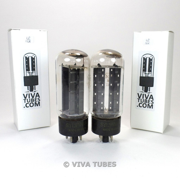 Tests NOS Date Matched Pair Sylvania USA 5U4GB Black Plate 1955 Vacuum Tubes