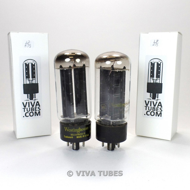 Tests NOS Matched Pair Westinghouse USA 5U4GB Black Plate TALL Vacuum Tubes 100%