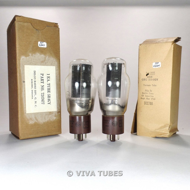 True NOS NIB Matched Pair RCA USA JAN-CRC-5R4GY HANGING FILAMENT Vacuum Tubes