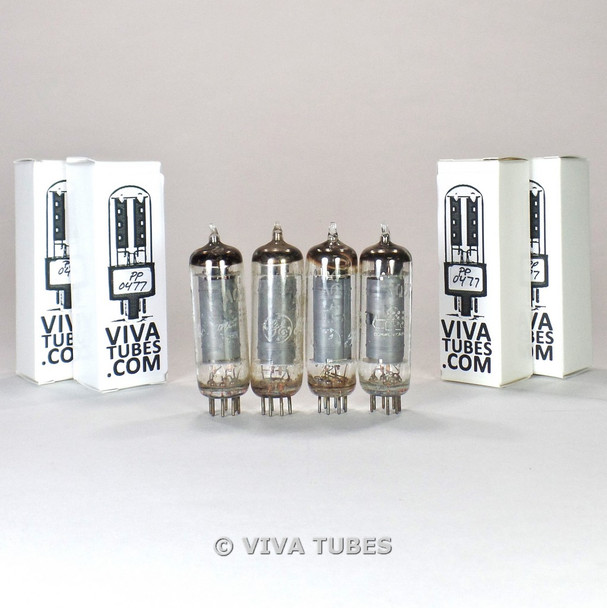 Tests NOS Matched Quad (4) GE USA 6AQ5A [EL90] Grey Plate Vacuum Tubes 100%+