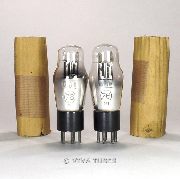 True NOS NIB Matched Pair Mazda France Antique Type 76 Vacuum Tubes