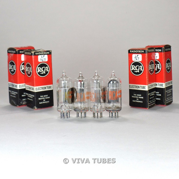 True NOS NIB Matched Quad (4) RCA USA 6AT6 [EBC90] Black Plate Side O Get Tubes