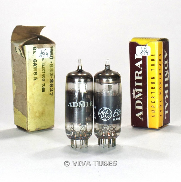 True NOS NIB Matched Pair - GE USA 6AW8A - Grey Plate Smoked Vacuum Tubes 100%+