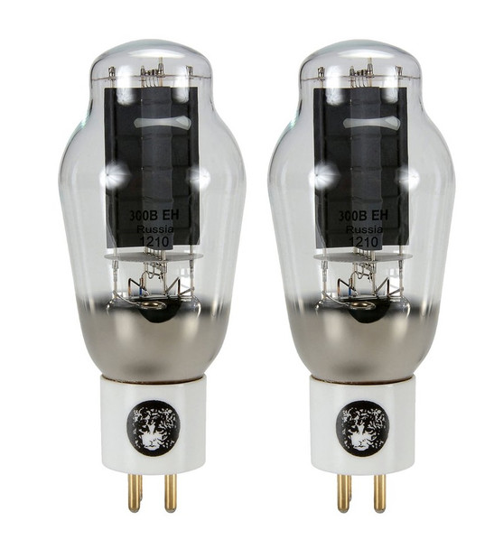 New Matched Pair (2) Electro-Harmonix 300B Gold Pins Ceramic Vacuum Tubes