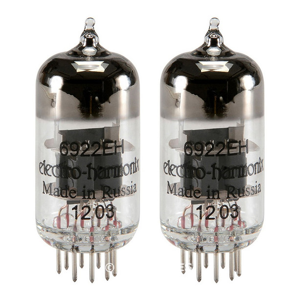 Brand New Gain Matched Pair (2) Electro-Harmonix 6922 (6DJ8) Vacuum Tubes
