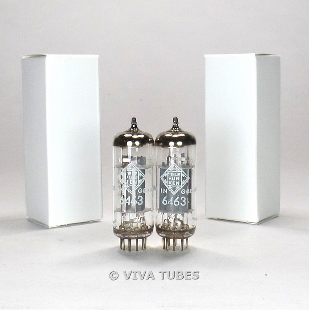 True NOS Date Matched Pair Telefunken <> Bottom 6463 Wing Plate Vacuum Tubes