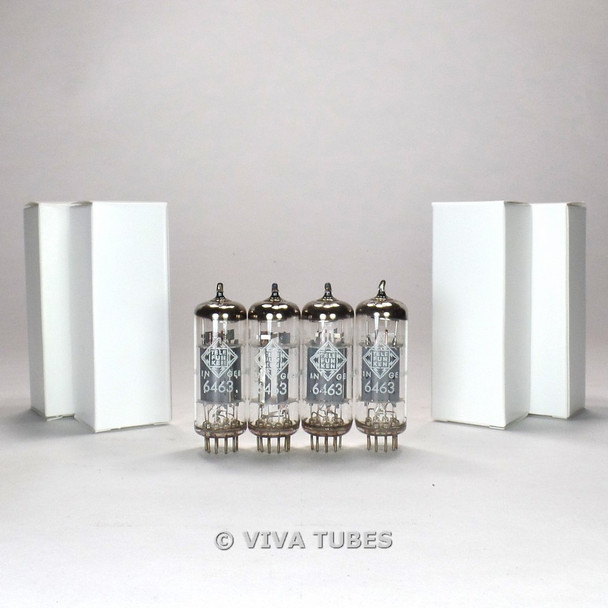 True NOS Date Matched Quad (4) Telefunken <> Bottom 6463 Wing Plate Vacuum Tubes