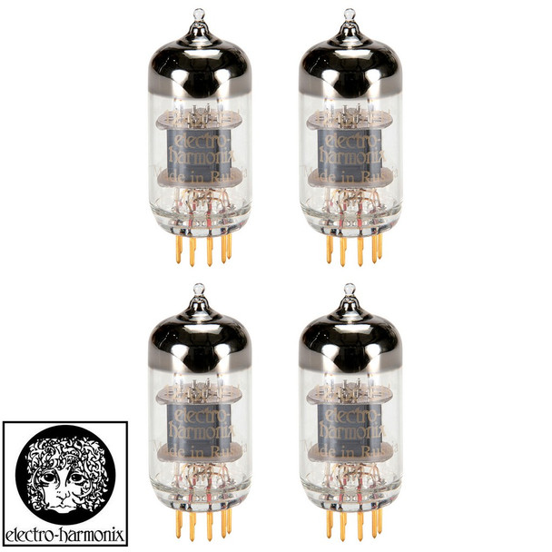 New Matched Quad (4) Electro-Harmonix 12AX7 / ECC83 GOLD PINS Vacuum Tubes