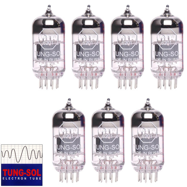 Brand New Tung-Sol Reissue 12AT7 6201 ECC81 GAIN MATCHED Septet (7) Vacuum Tubes