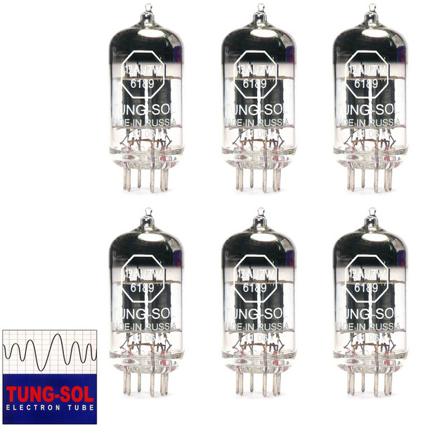 New Matched Sextet (6) Tung-Sol 12AU7 / 6189 (ECC82) Vacuum Tubes