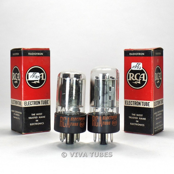 True NOS NIB Matched Pair RCA USA 6BL7GTA 2 Black Center Plate Tubes 100+%