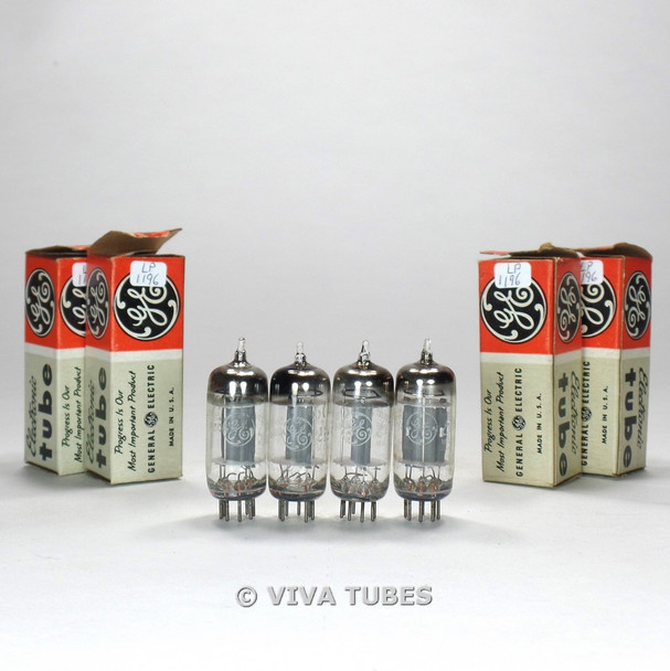 True NOS NIB Date Matched Quad (4) GE USA 6C4 [EC90] Grey Plate Tubes