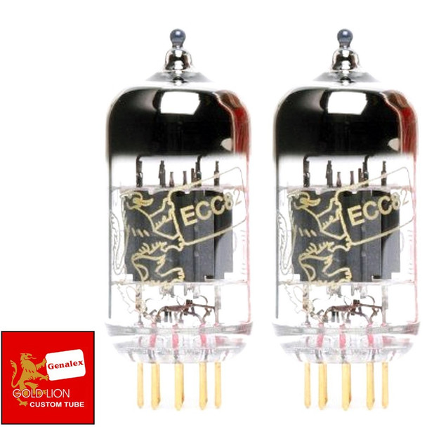 New Gain Matched Pair (2) Genalex Reissue 12AU7 ECC82 GOLD PINS Vacuum Tubes
