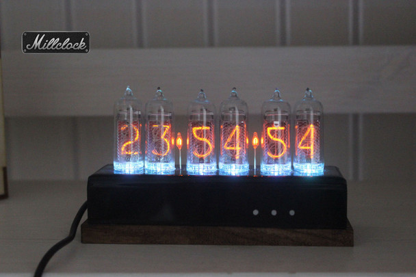 6 Digit Multi-Color Blacklight Nixie Vacuum Tube Clock Black Acrylic Enclosure