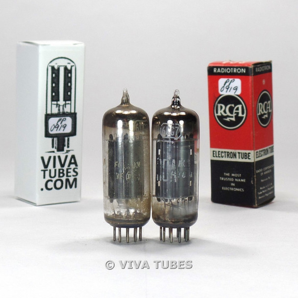 Tests NOS Matched Pair RCA USA 6CG7 [6FQ7] 3 Black Plate Top O Get Vacuum Tubes