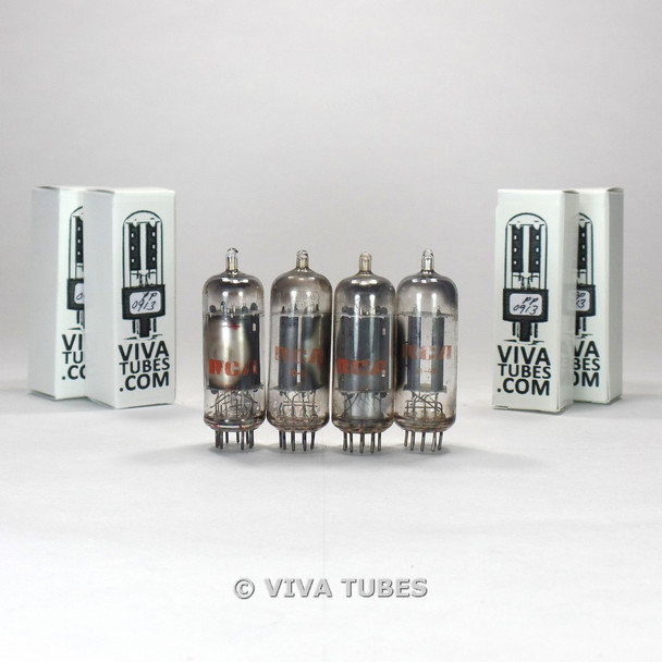 Tests NOS Matched Quad (4) RCA USA 6FQ7 [6CG7] 2 Gray Plate Clear Top Tubes