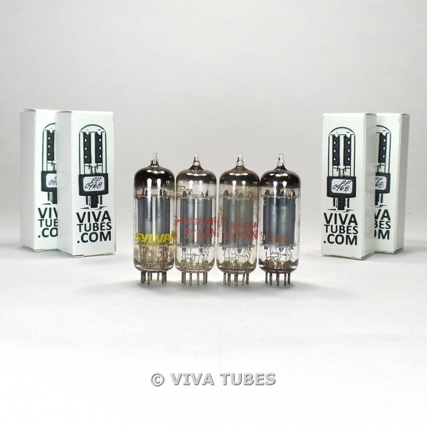 Tests NOS Matched Quad (4) Sylvania USA 6FQ7 [6CG7] 2 Grey T Plate Tubes 100%