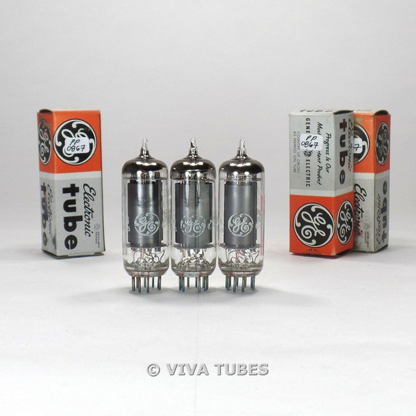 True NOS NIB Date Matched Trio (3) GE USA 6CL6 Black Plate O Get Vacuum Tubes