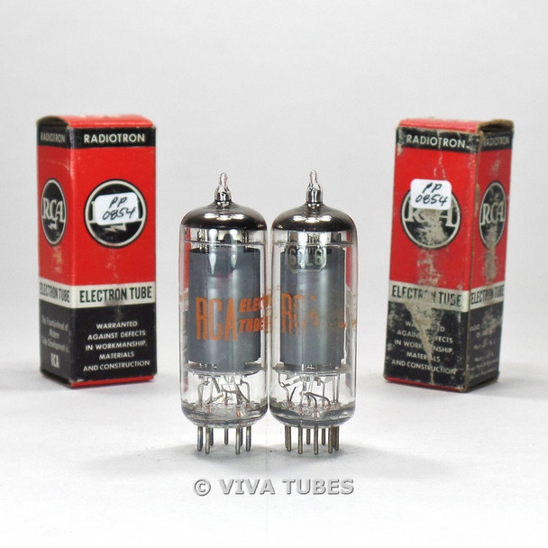 True NOS NIB Date Matched Pair RCA USA 6CL6 Grey Plate 3 Mica Vacuum Tubes 100+%