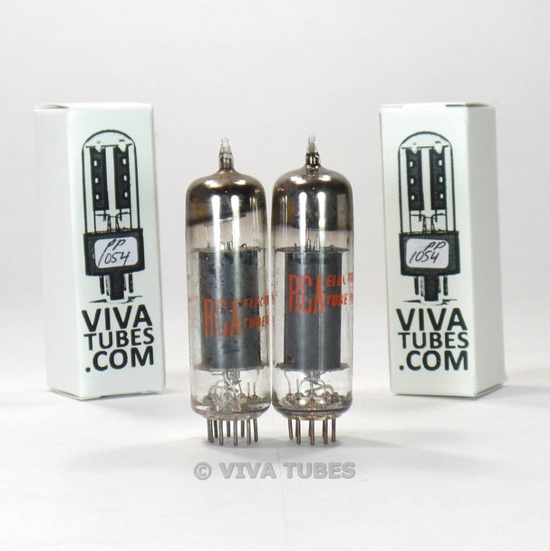 Tests NOS Matched Pair RCA USA 6CZ5 Black Plate TALL BOTTLE Vacuum Tubes 100+%